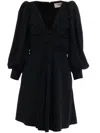 Celine Acetic Acid And Viscose Fiber Knit Dress With Long Sleeves In Black
