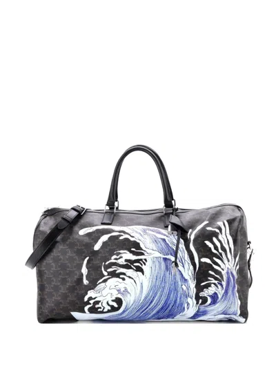 Pre-owned Celine X David Weiss Voyage Duffle Bag Printed Triomphe Coated Canvas Large Travel Bag In Brown