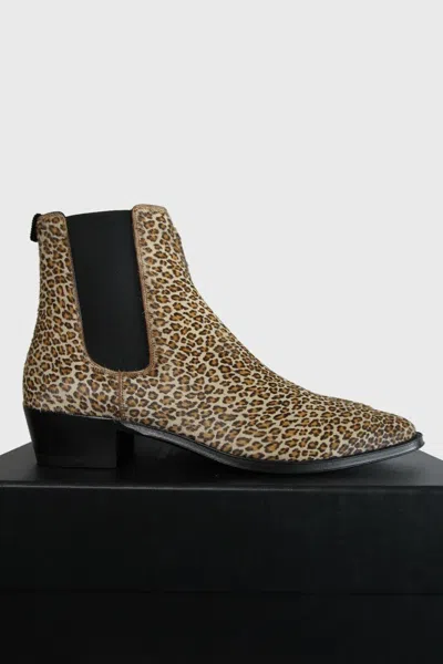 Pre-owned Celine X Hedi Slimane Celine Chelsea Boots Baby Cat Leopard Leather Hedi Slimane