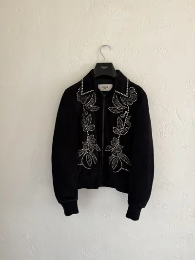 Pre-owned Celine X Hedi Slimane Celine Fw20 Floral Jacket In Black