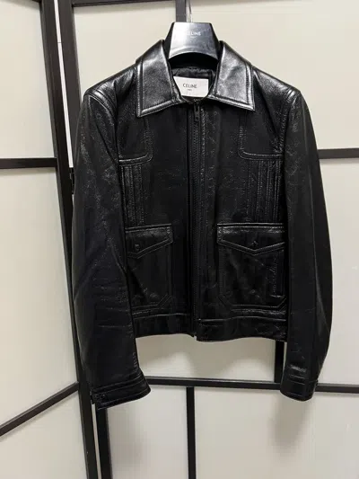 Pre-owned Celine X Hedi Slimane Grail - Ss20 Black Loose / Paul Lamb Blouson 44