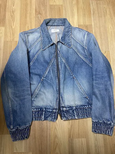 Pre-owned Celine X Hedi Slimane L Celine Ss20 Union Washed Denim Jacket In Black