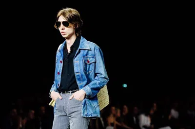 Pre-owned Celine X Hedi Slimane Runway — Celine Safari Denim Jacket In Blue