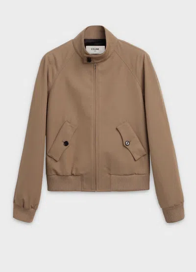 Pre-owned Celine X Hedi Slimane Ss19 Harrington-style Jacket Beige Camel Bomber 44 Xs In Brown