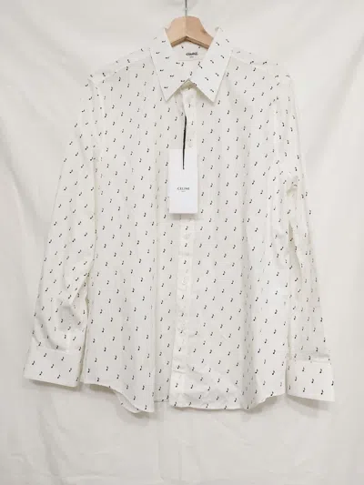 Pre-owned Celine X Hedi Slimane Ss19 Music Note Shirt In White Black