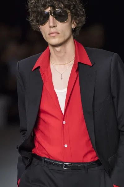 CELINE 20aw Hedi Slimaneシャツ Pre-owned Celine X Hedi Slimane Ss20 Runway Red Viscose Shirt