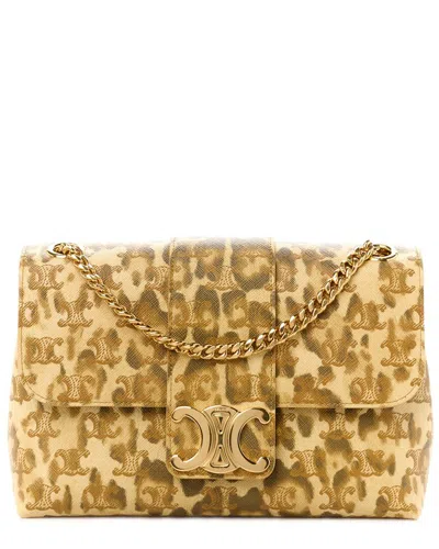 Celine Yellow Coated Canvas Leopard Print Medium Victoire Bag (authentic Pre-  Loved)