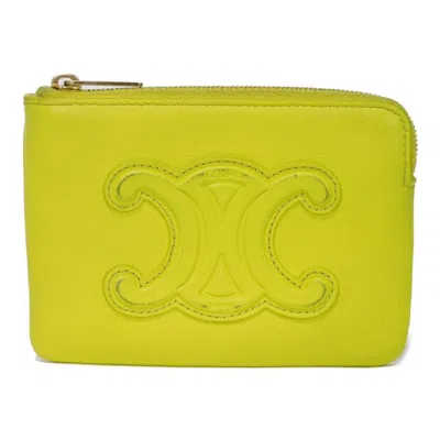Pre-owned Celine Yellow Leather Coin Purse/coin Case ()