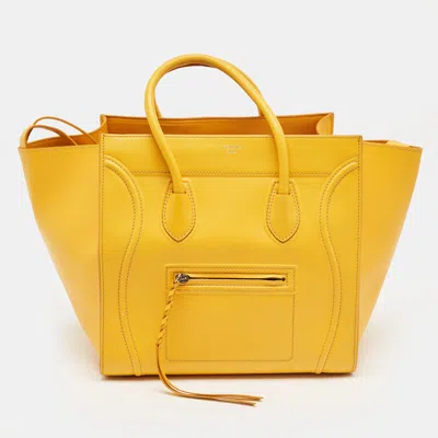 Pre-owned Celine Yellow Leather Medium Phantom Luggage Tote