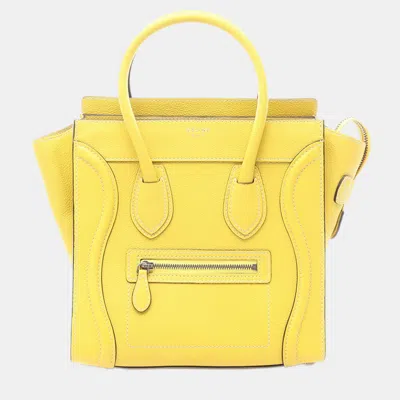 Pre-owned Celine Yellow Micro Calfskin Luggage Tote