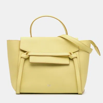 Pre-owned Celine Yellow Micro Grained Calfskin Belt Bag