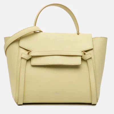 Pre-owned Celine Yellow Micro Grained Calfskin Belt Bag
