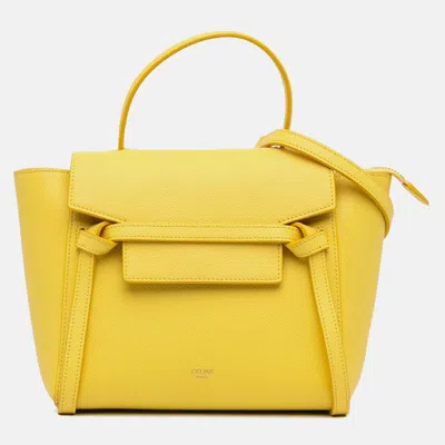 Pre-owned Celine Yellow Nano Grained Calfskin Belt Bag
