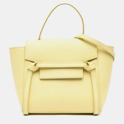 Pre-owned Celine Yellow Nano Grained Calfskin Belt Bag