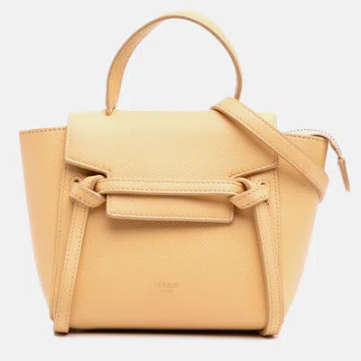 Pre-owned Celine Yellow Pico Grained Calfskin Belt Bag