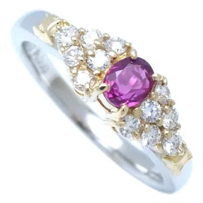Pre-owned Celine Yellow Platinum 900 Band Ring ()