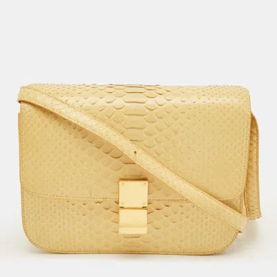 Pre-owned Celine Yellow Python Medium Box Shoulder Bag
