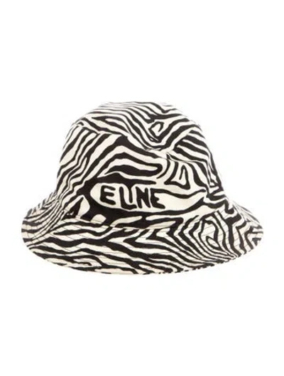 Pre-owned Celine Zebra Print Bucket Hat In White
