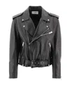 Celine Zip Leather Biker Jacket In Black