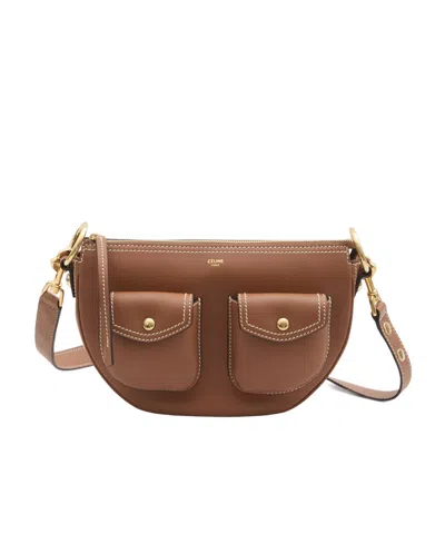 Celine Zip-open Shoulder Bag In Brown