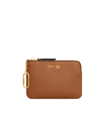 Celine Zip Wallet In Brown