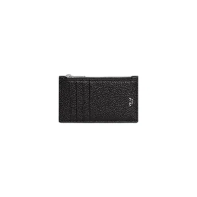 Celine Zipped Compact Card Holder In Black