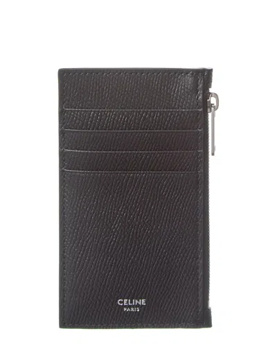 Celine Zipped Compact Leather Card Holder In Black