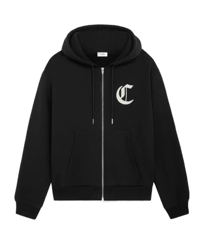 Celine Zipped Hoodie In Black