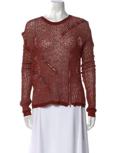 Pre-owned Celine Zipper Accent Linen Sweatshirt In Red