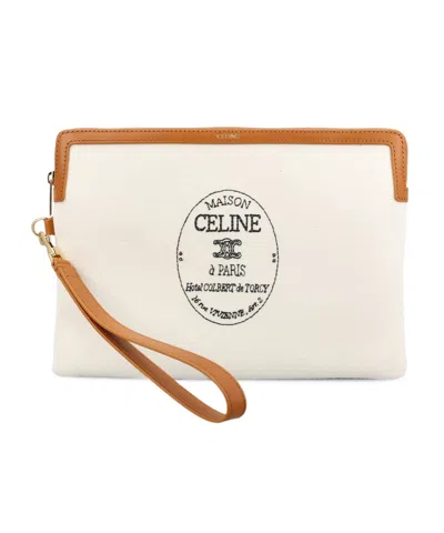 Celine Zipper Clutch In Neutral