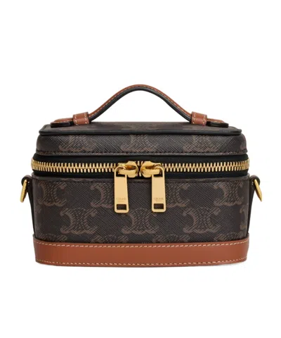 Celine Zipper Shoulder Bag In Tan