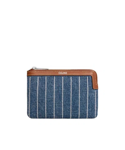 Celine Zipper Wallet In Denim