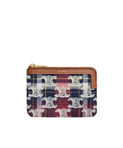 ポーチ COIN AND CARD POUCH IN TARTAN WITH TRIOMPHE EMBROIDERY Celine Triomphe Embroidered Tartan Wallet In 14ml | ModeSens