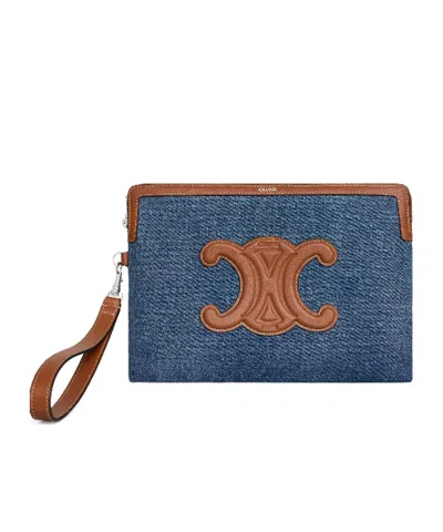 Celine Zippered Handbag In Blue