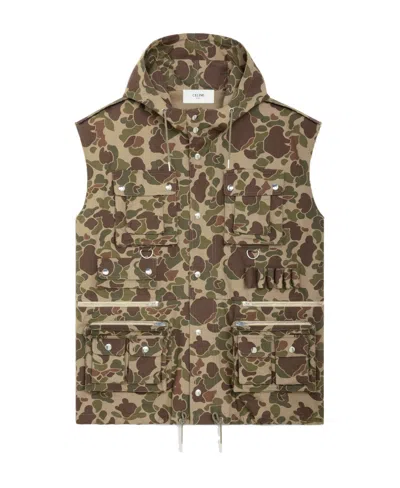 Celine Zippered Vest Casual Jacket In Green
