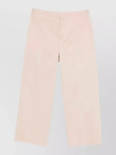 Cellar Door Angel Cotton Trousers Pressed Crease Wide Leg In White