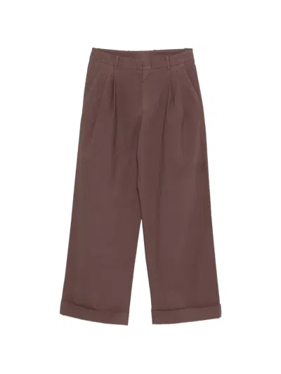 Cellar Door Angie Pleated Turn-up Trousers In Brown