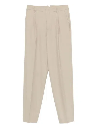 Cellar Door Beverly Pleated Wool Trousers Clothing In Neutral