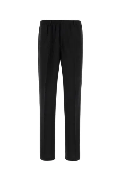 Cellar Door Navy Blue Stretch Jersey Wide-leg Ezio Pant In Black