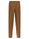 Cellar Door Pleated Elastic-waistband Trousers In Brown