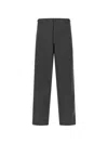 Cellar Door Grey Straight Flat Front Pants In Black