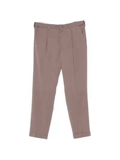 Cellar Door Cambridge Pleated Tailored Trousers In Brown