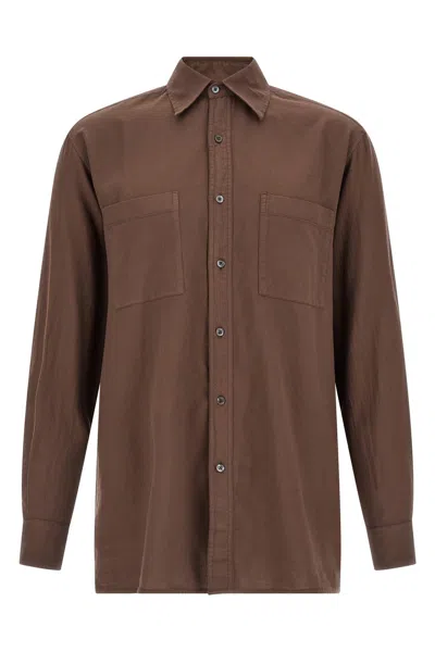 Cellar Door Casual Shirt With Patch Pockets In Brown