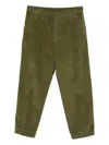 Cellar Door Fadi Trousers Corduroy Fabric Belt Loops In Green