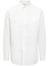 Cellar Door Collared Shirt With Pocket And Long Sleeves In White