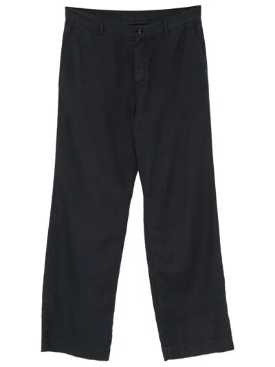 Cellar Door Drift Straight Leg Cotton Trousers In Blue