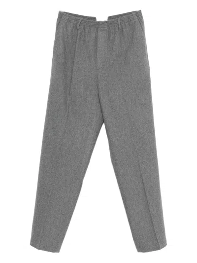 Cellar Door Elastic-waist Wool Trousers In Gray