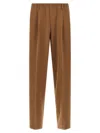 Cellar Door Pleated Elastic-waistband Trousers In Brown