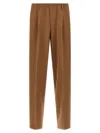Cellar Door Pleated Elastic-waistband Trousers In Brown