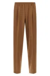 Cellar Door Pleated Elastic-waistband Trousers In Brown